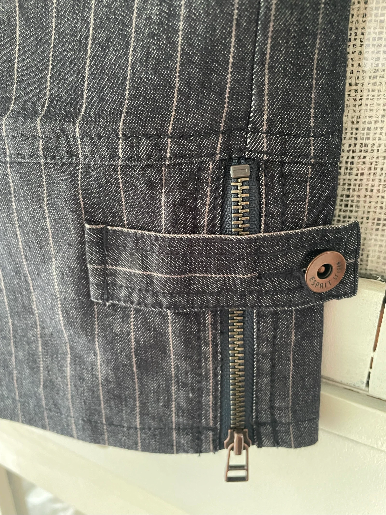 Vintage Gestreepte Donkere Denim Capri Broeken Y2K Urbane Vibes – photo 4
